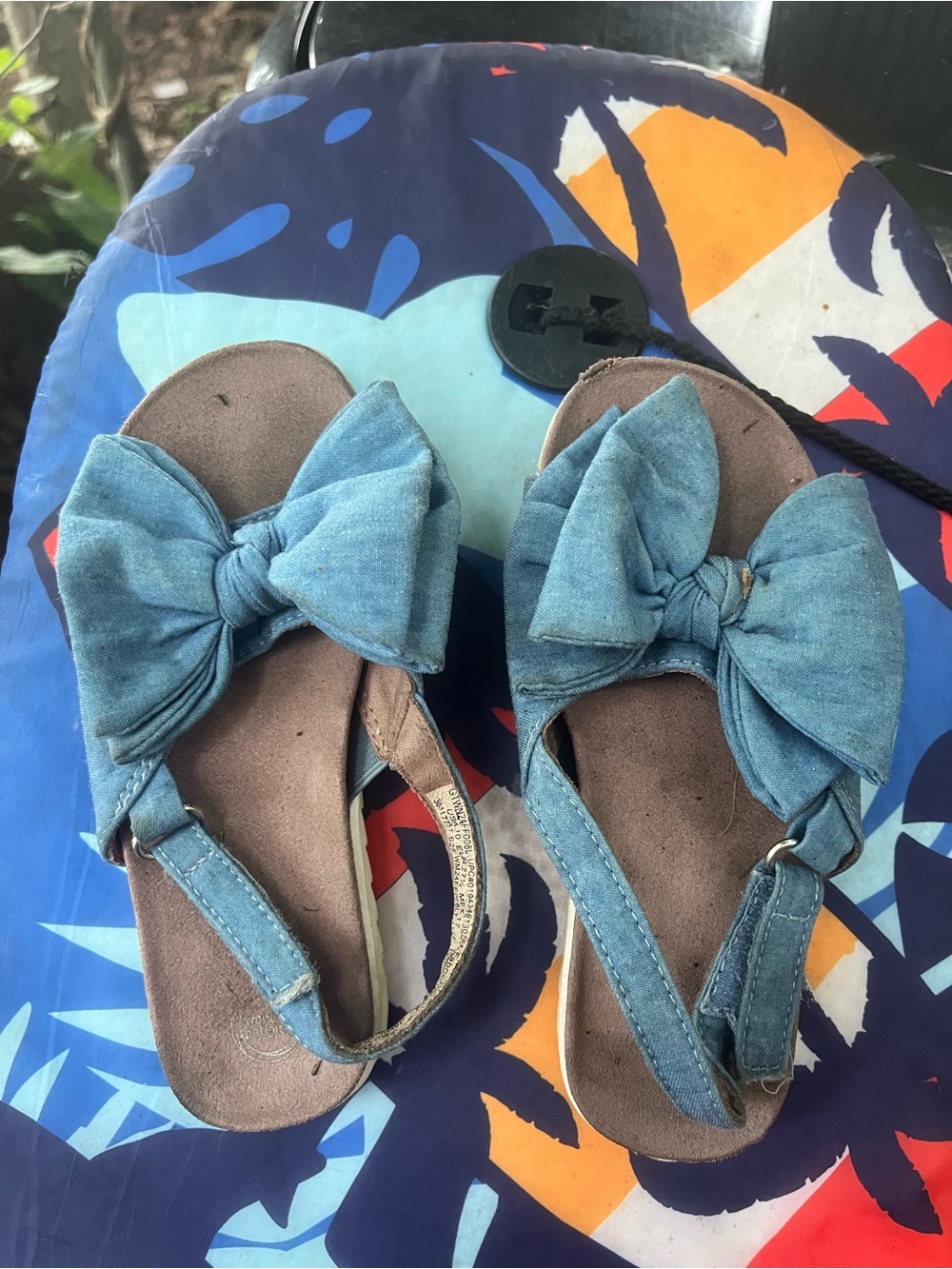 wonder nation Blue Denim Bow Slingback Sandals